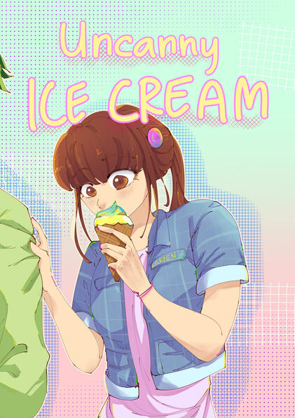 Judith eating ice cream, but the ice cream seems familiar!