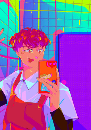 Bara is working and taking a selfie